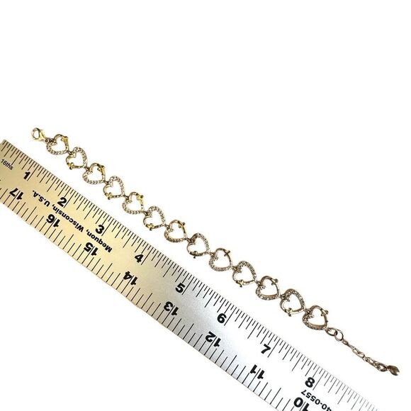 Rhinestone Heart  cross Link Bracelet - Picture 10 of 11